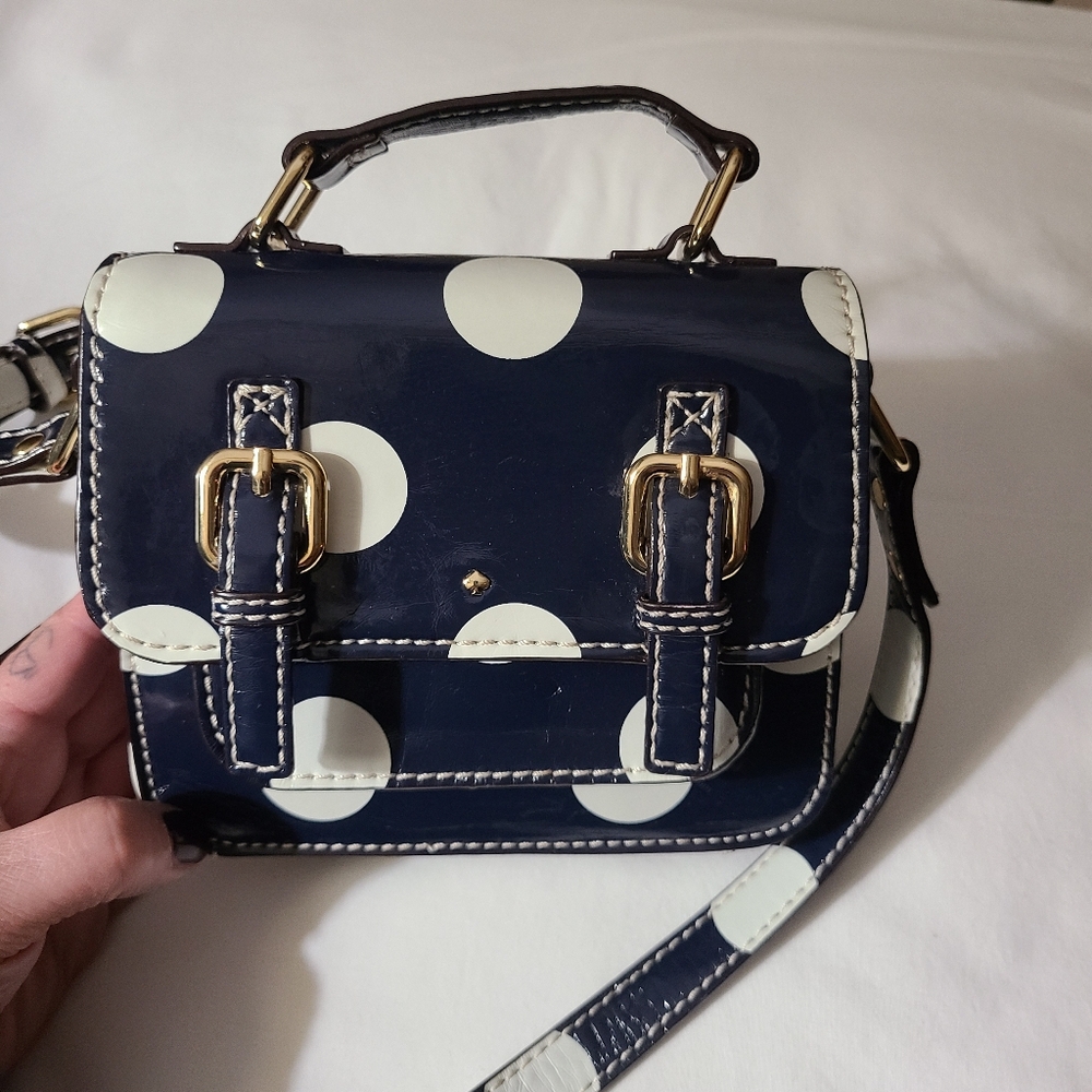Kate Spade For Gap Kids Navy and White Polka Dot Crossbody Bag - Picture 8 of 14